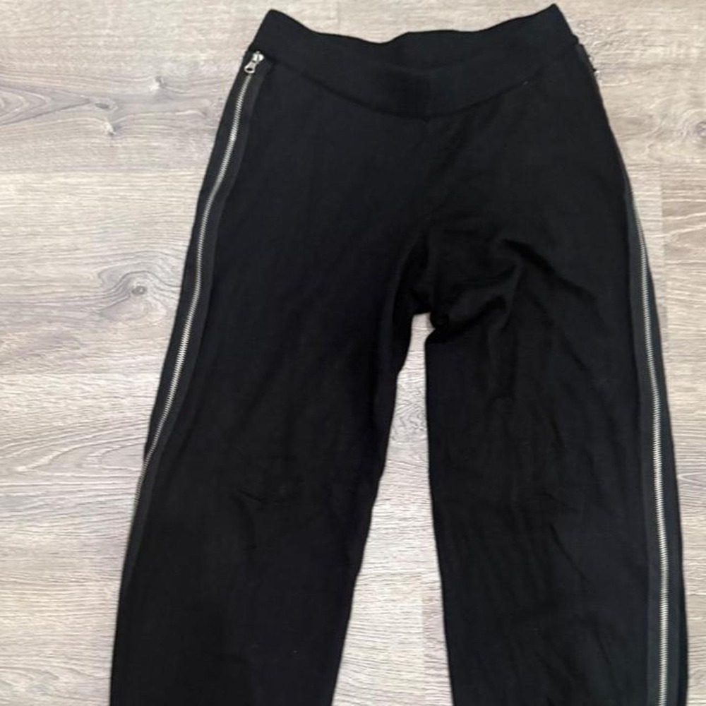Forever 21 Twist Couture Black Side Zipper Track Pants Joggers Cashmere Blend M